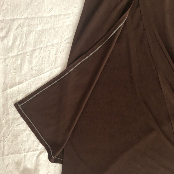 Vintage 70s Brown Ribbed Button Down Midi Dress with Decorative Ribbed Buttons - Picture 10 of 11